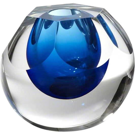Pentagon Cut Glass Vase by Global Views. Made from art glass in a coastal style.