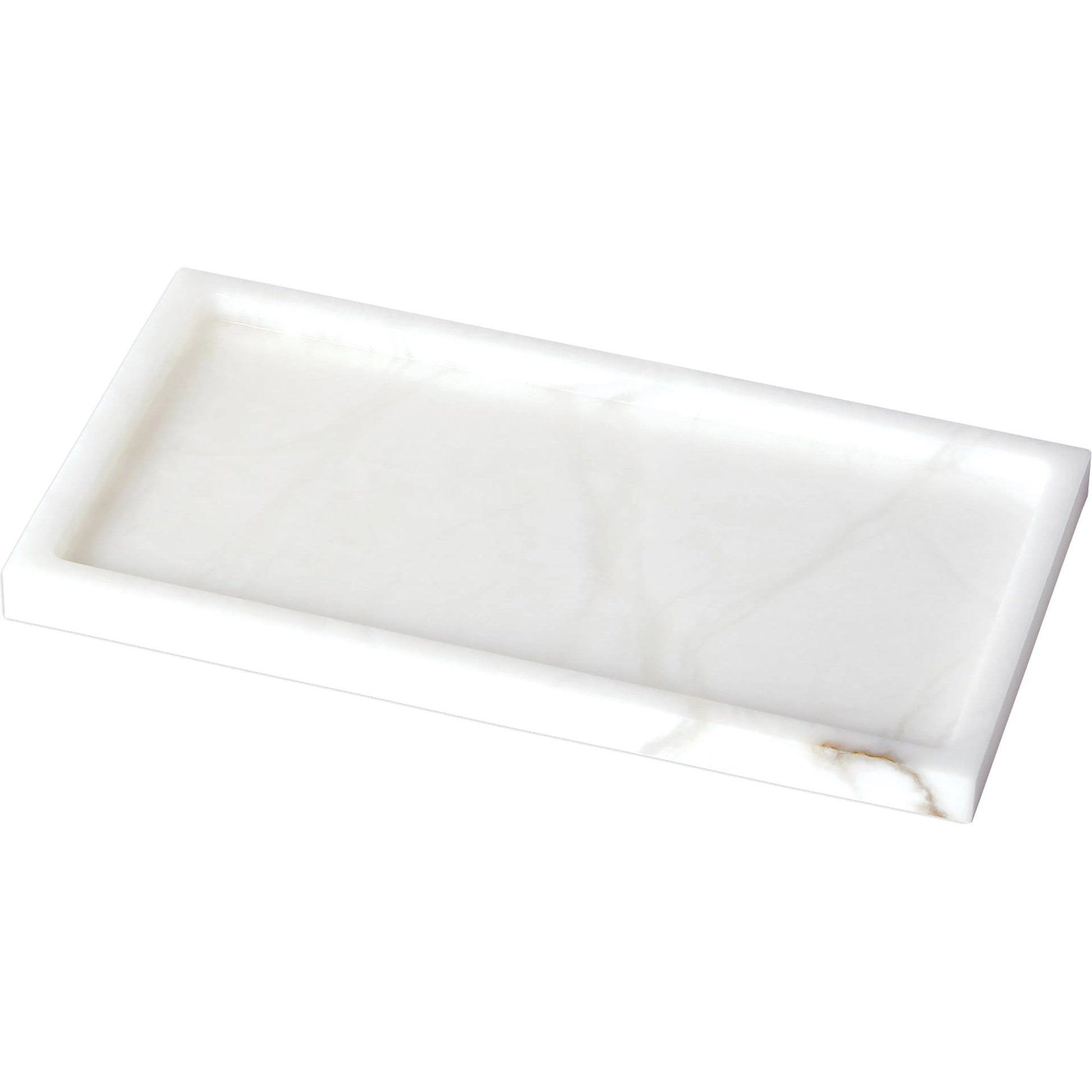 Alabaster Rectangular Plateau by Global Views. Made from alabaster in a modern style.