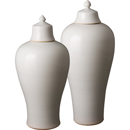 Porcelain Lidded Meiping Vase by Emissary in white celadon. Made from unique in a traditional style.