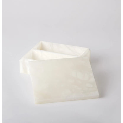 Alabaster Amenities Box by Global Views in natural. Made from alabaster in a modern style.