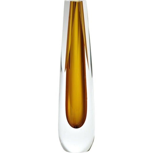 Triangle Cut Glass Vase by Global Views. Made from art glass in a modern style.