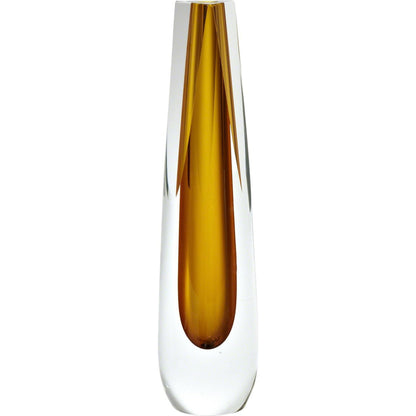 Square Cut Glass Vase by Global Views. Made from art glass in a coastal style.