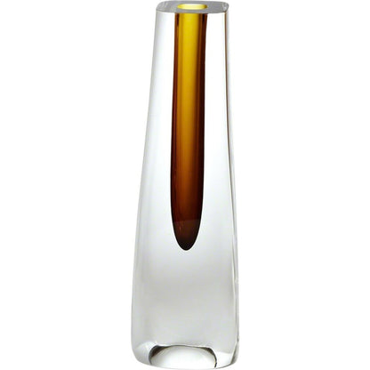Triangle Cut Glass Vase by Global Views. Made from art glass in a modern style.