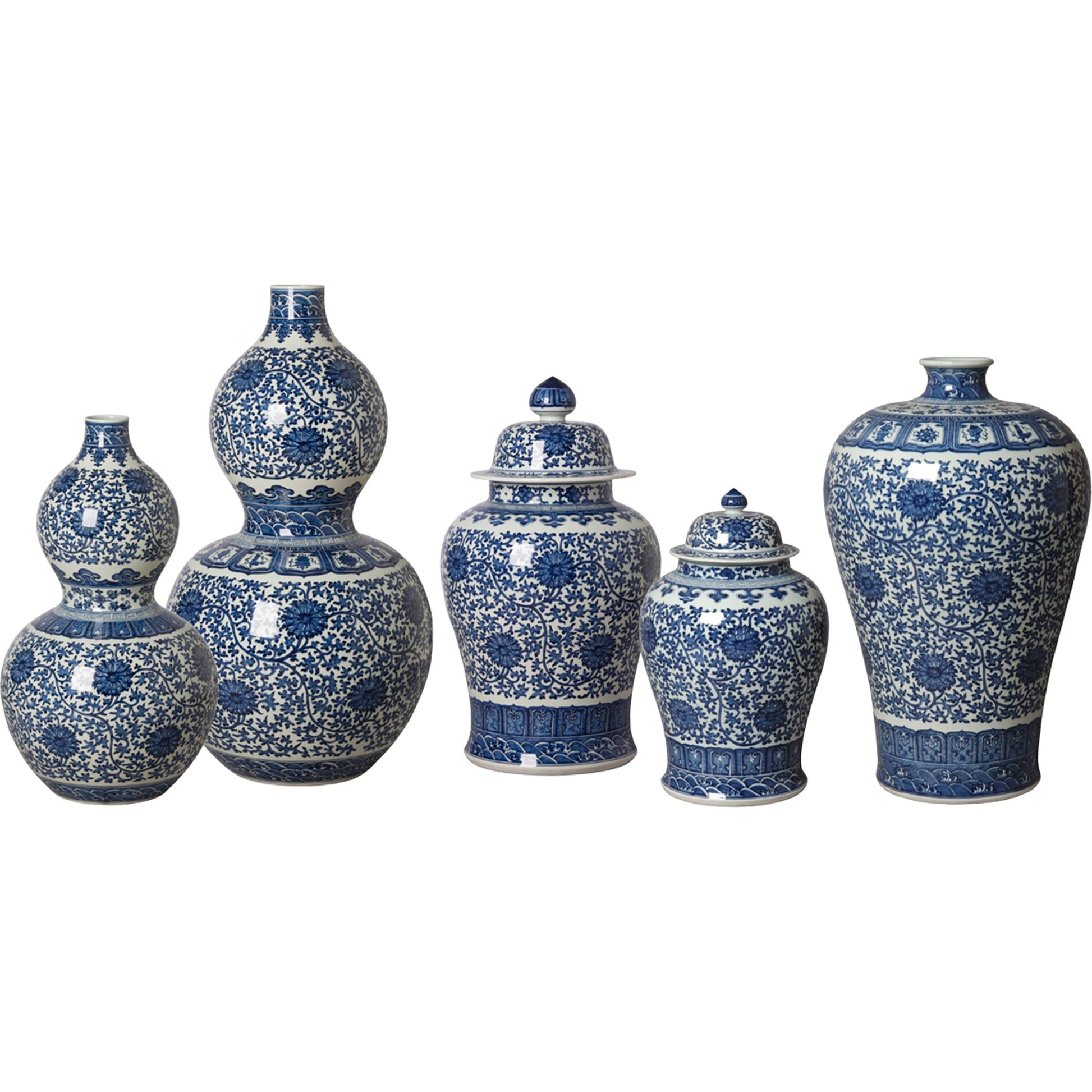 Porcelain Gourd Vase by Emissary in blue, white. Made from unique in a traditional style.