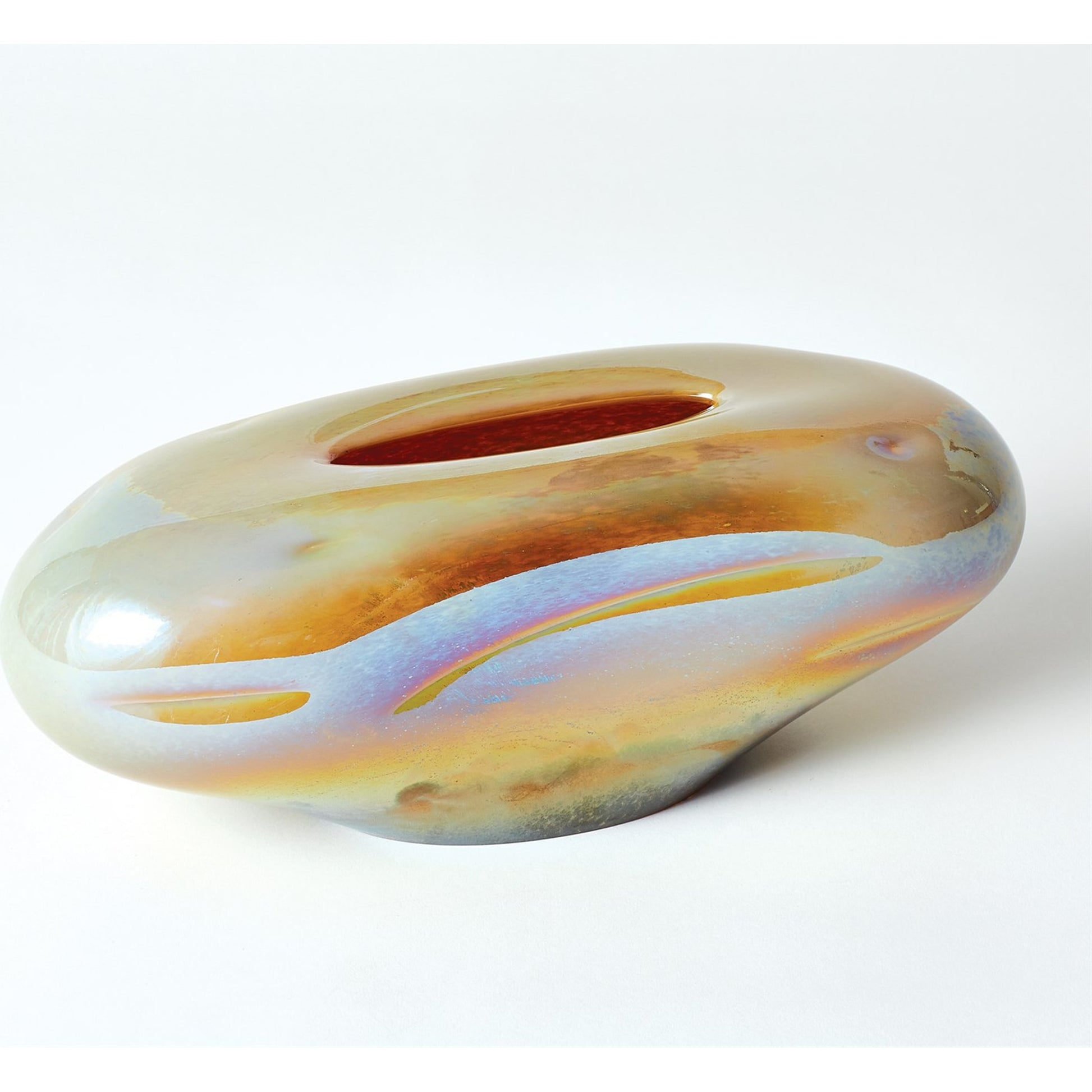 Abstract Bean Vase by Global Views. Made from art glass in a eclectic & global style.