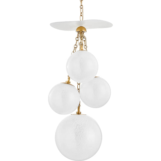 Antoinette 4 Light Pendant by Corbett in vintage brass. Made from steel, brass in a modern style.