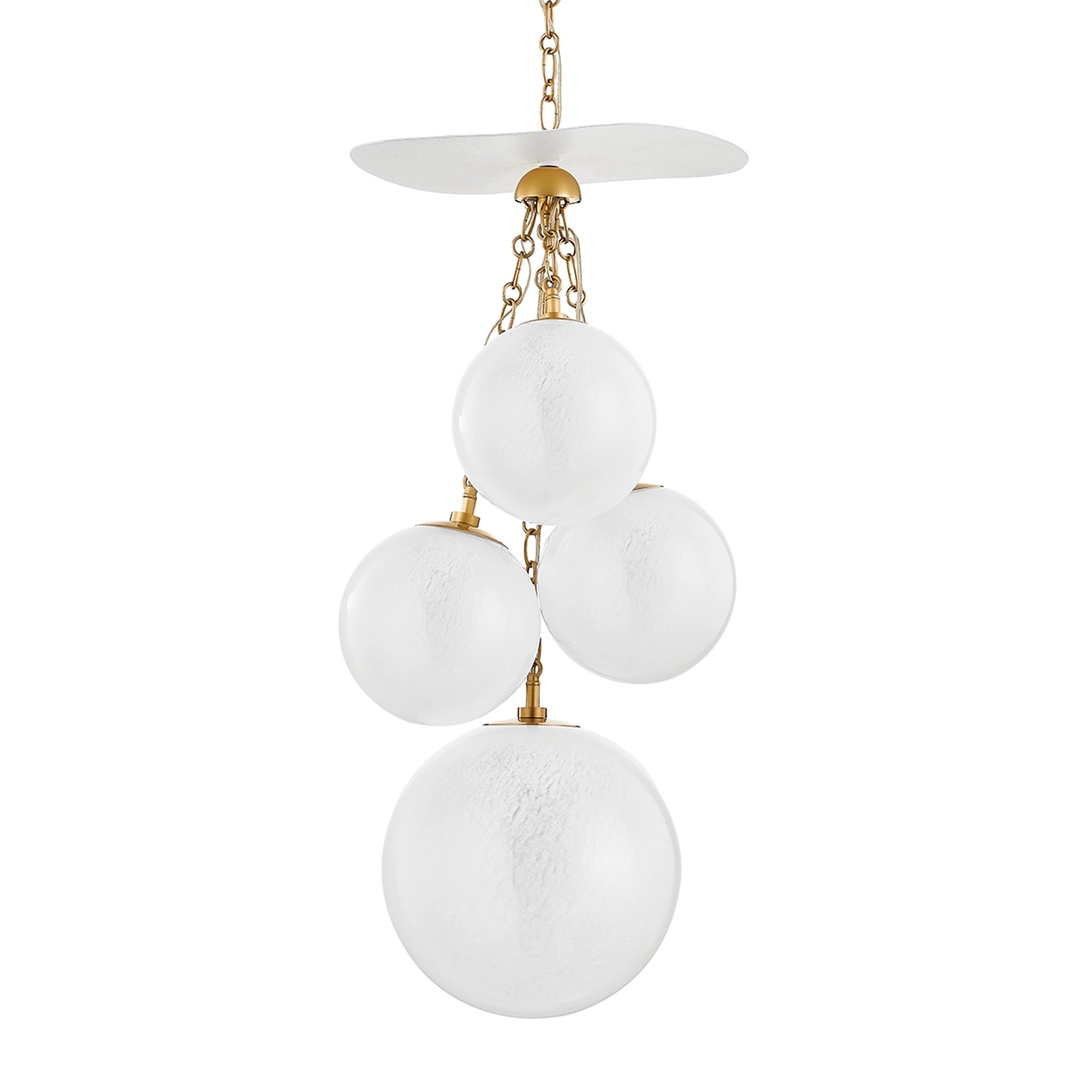 Antoinette 4 Light Pendant by Corbett in vintage brass. Made from steel, brass in a modern style.