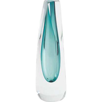 Hexagon Cut Glass Vase by Global Views. Made from art glass in a coastal style.