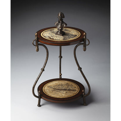 Lumi Accent Table by Butler Specialty Company in multi-color and heritage. Made from metal, wood, fossil stone veneer in a traditional style.