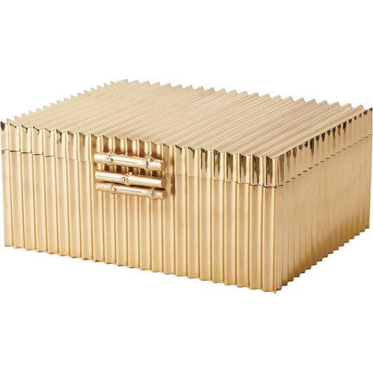Corrugated Bamboo Box Rug by Global Views. Made from brass in a unique style.