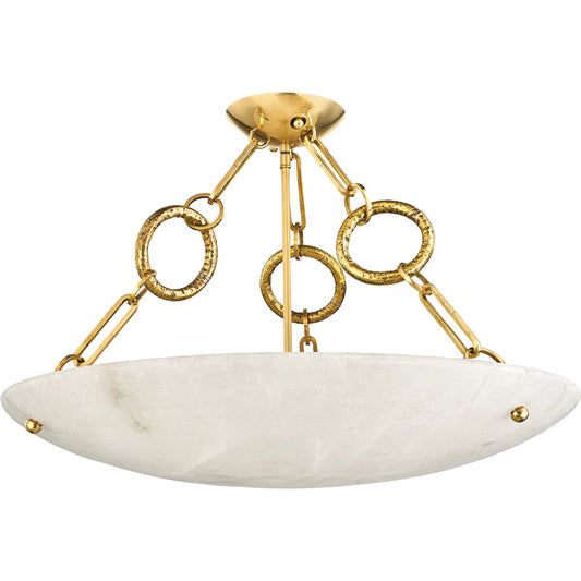 Yadira Semi- Flush by Corbett in vintage brass. Made from brass in a modern style.