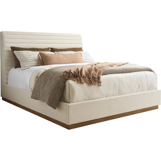 Coronado Upholstered Bed by Lexington in cream and tan. Made from hickory, fabric in a unique style.