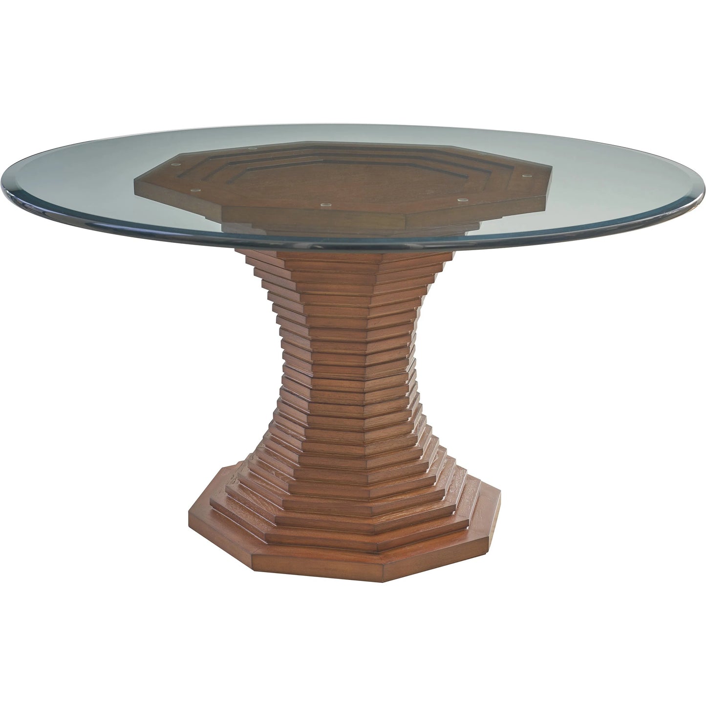 001 SI-2540533 | Primary Silo | Cabrillo 72-Inch Glass Top Dining Table by Lexington in tan. Made from hickory, glass in a unique style.