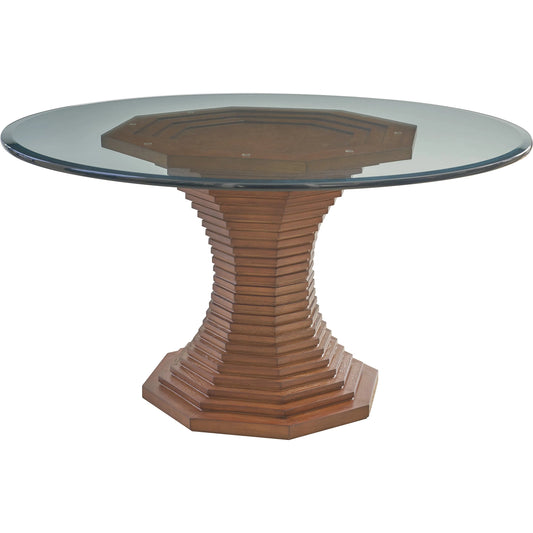 Cabrillo 54-Inch Glass Top Dining Table by Lexington in tan. Made from hickory, glass in a unique style.