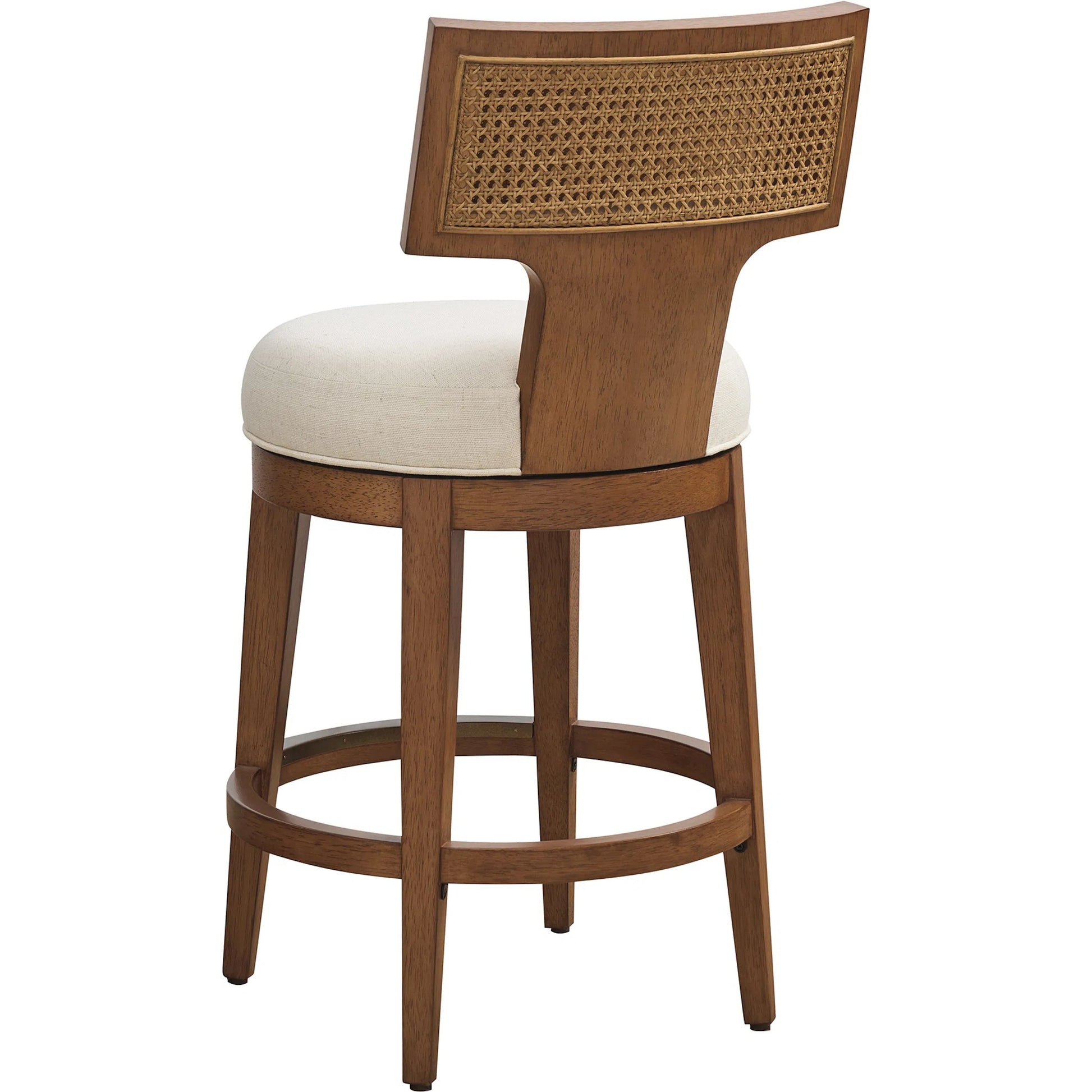 Calavera Woven Swivel Counter Stool by Lexington in sailview and marisol. Made from linen, rattan in a transitional style.