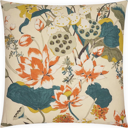 Arabella Pillow by DV Kap Home in turquoise, teal, orange. Made from 55% linen, 45% cotton in a unique style.