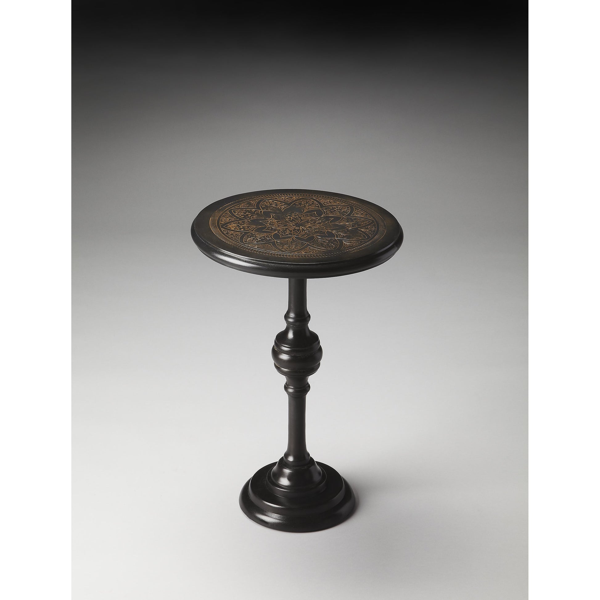 Selma Metal Accent Table by Butler Specialty Company in black and metalworks. Made from aluminum in a modern style.
