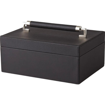 Wrapped Leather Handle Box by Global Views in black and ivory. Made from unique in a modern style.