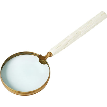 Chiseled Bone Magnifying Glass by Global Views. Made from buffalo bone, brass in a transitional style.