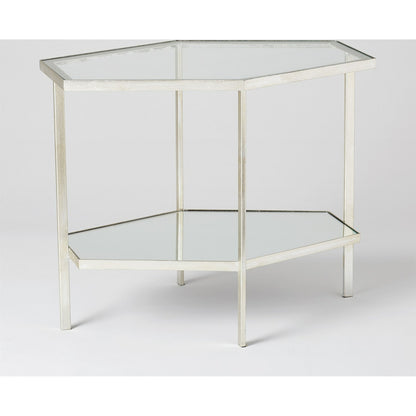 Hexagon Table by Global Views in gold leaf. Made from unique in a transitional style.