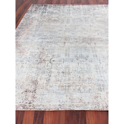 Fine Pure Silk 4214 Rug by Exquisite Rugs in ivory, dark gray, multi. Made from silk in a unique style.