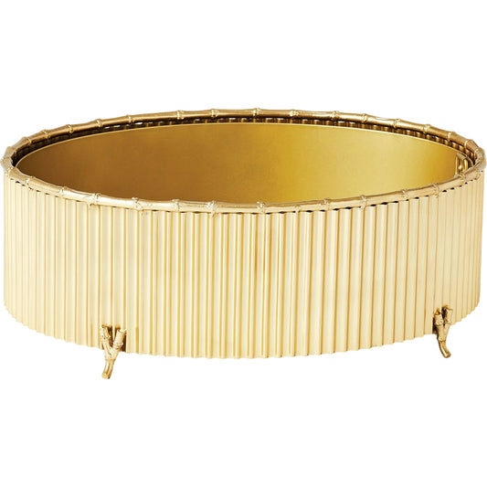 Corrugated Bamboo Cachepot Rug by Global Views in brass. Made from brass in a transitional style.