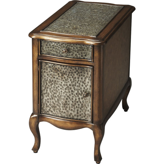 Bosworth Chairside Table by Butler Specialty Company in multi-color and heritage. Made from gemelina wood solids, mdf, aluminum in a modern style.