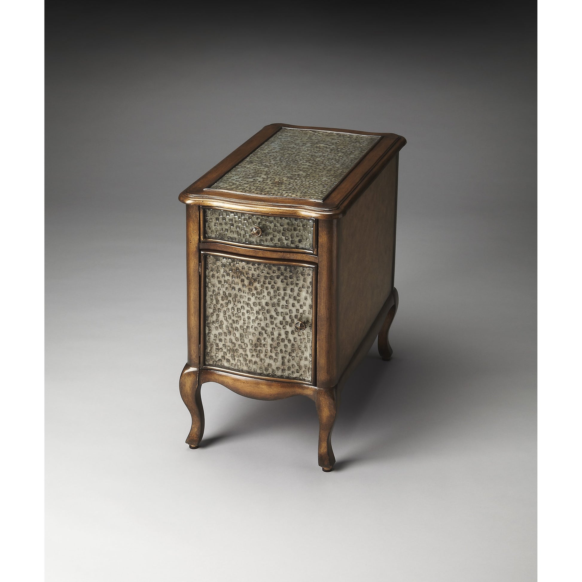 Bosworth Chairside Table by Butler Specialty Company in multi-color and heritage. Made from gemelina wood solids, mdf, aluminum in a modern style.