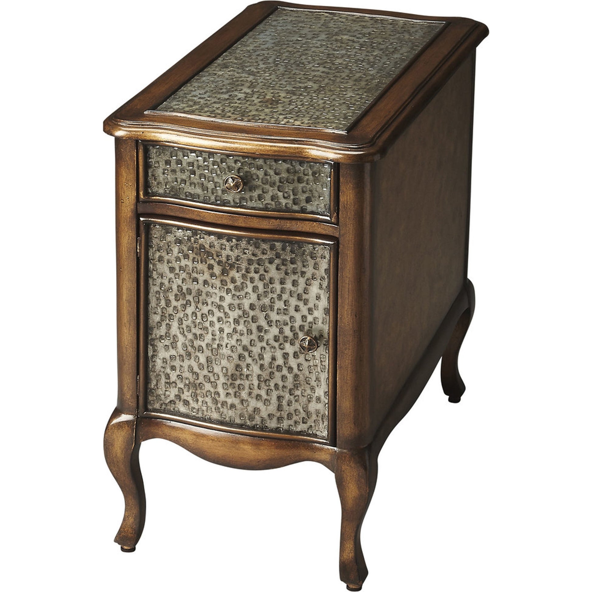 Bosworth Chairside Table by Butler Specialty Company in multi-color and heritage. Made from gemelina wood solids, mdf, aluminum in a modern style.