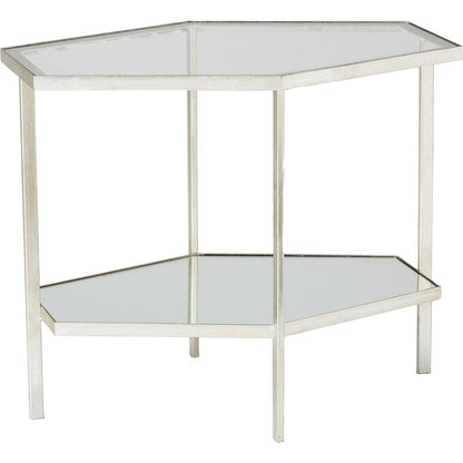 Hexagon Table by Global Views in gold leaf. Made from unique in a transitional style.