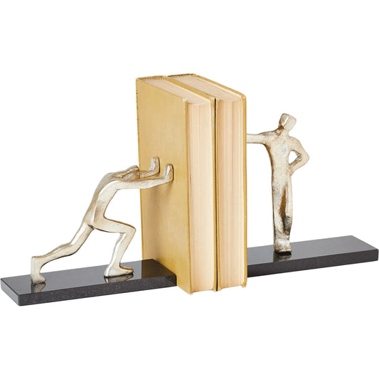 Blockhead Bookends by Global Views in nickel. Made from iron, marble in a eclectic & global style.