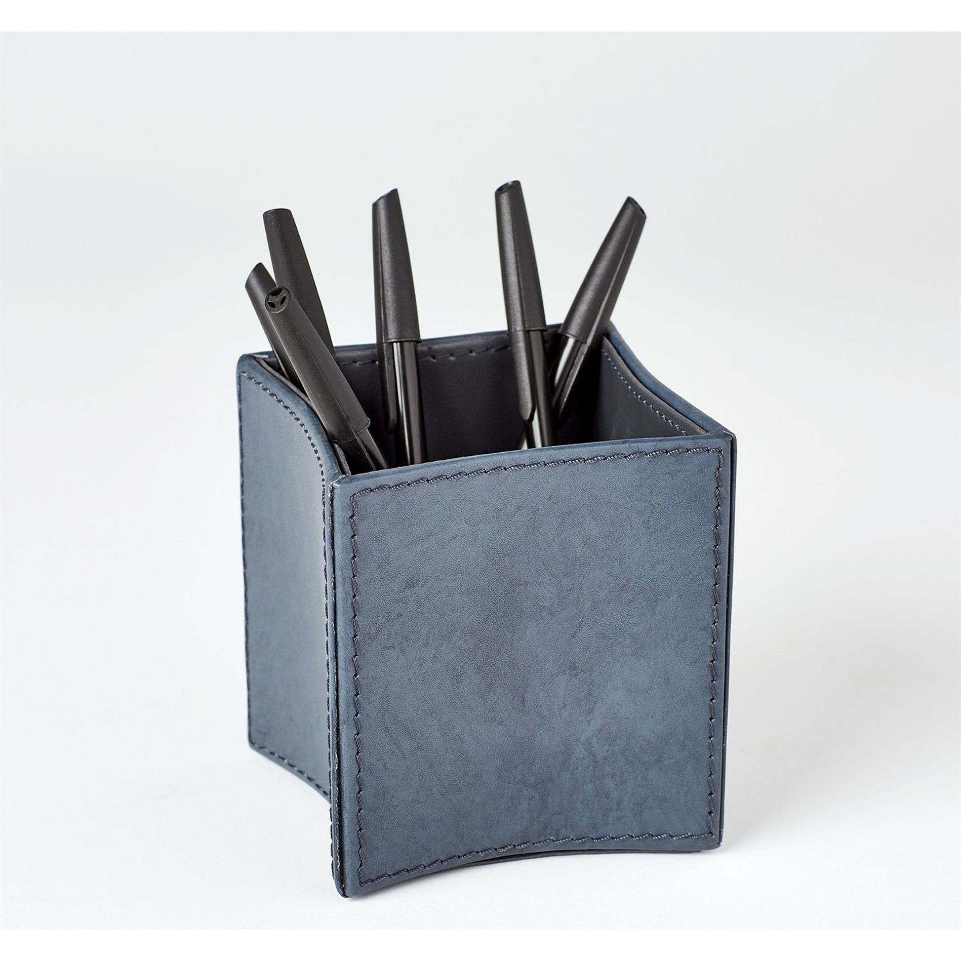 Folded Pencil Cup by Global Views. Made from leather in a modern style.