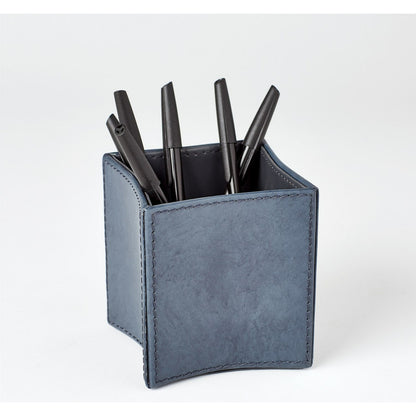 Folded Pencil Cup by Global Views. Made from leather in a modern style.