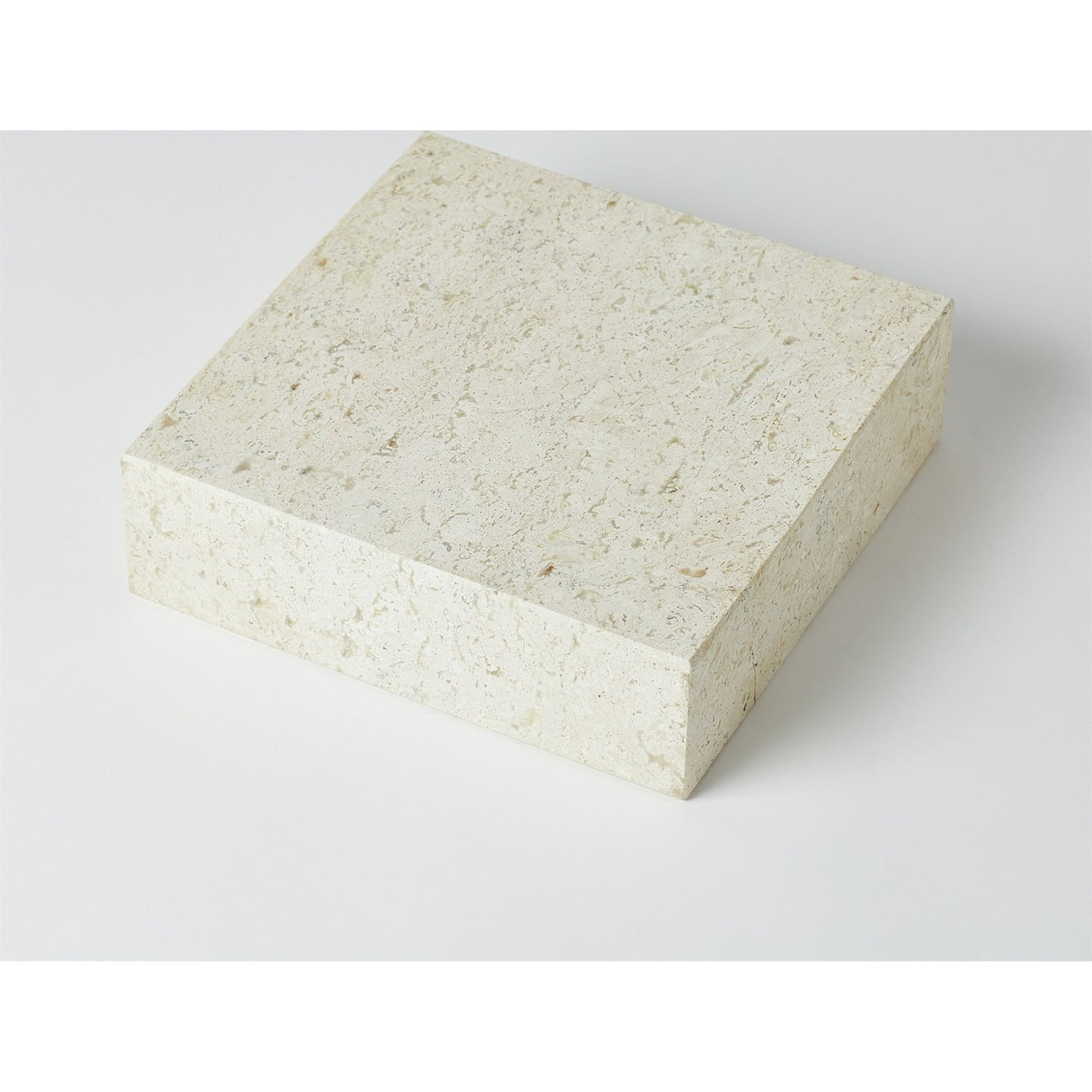 Travertine Cube Riser by Global Views. Made from travertine in a modern style.