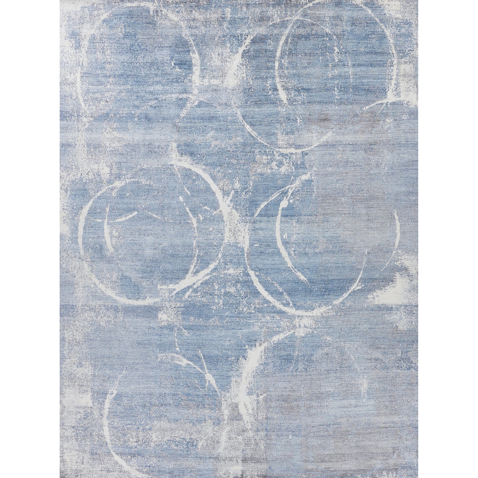 Fine Pure Silk 4225 Rug by Exquisite Rugs in blue, gray, ivory. Made from silk in a unique style.