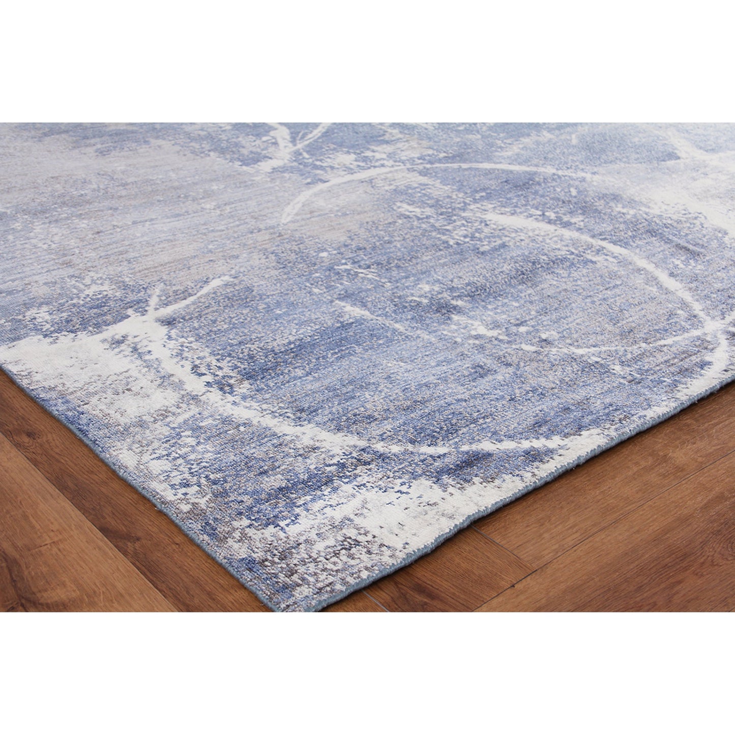 002 SI-2101250,SI-2293693 | Closeup | Fine Pure Silk 4225 Rug by Exquisite Rugs in blue, gray, ivory. Made from silk in a unique style.