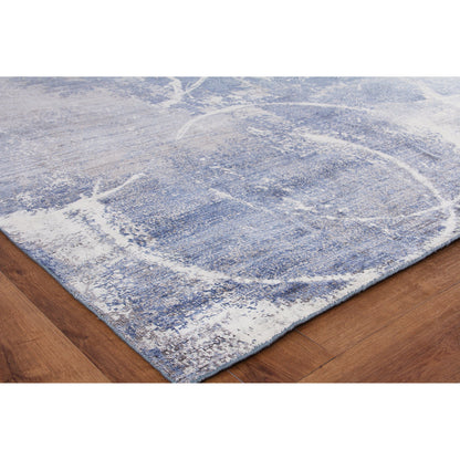 Fine Pure Silk 4225 Rug by Exquisite Rugs in blue, gray, ivory. Made from silk in a unique style.