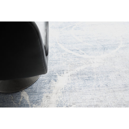 Fine Pure Silk Rug - Blue, Gray, Ivory by Exquisite Rugs in blue/gray/ivory. Made from ivory in a unique style.