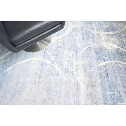 Fine Pure Silk 4225 Rug by Exquisite Rugs in blue, gray, ivory. Made from silk in a unique style.