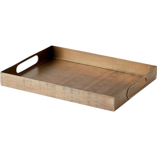 Kokoro Etched Rectangle Tray by Global Views in brass. Made from iron in a eclectic & global style.