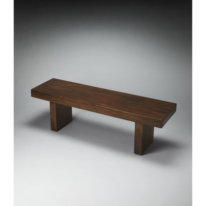 Hewett Solid Wood Bench by Butler Specialty Company in dark brown and butler loft. Made from sheesham wood solids in a modern style.