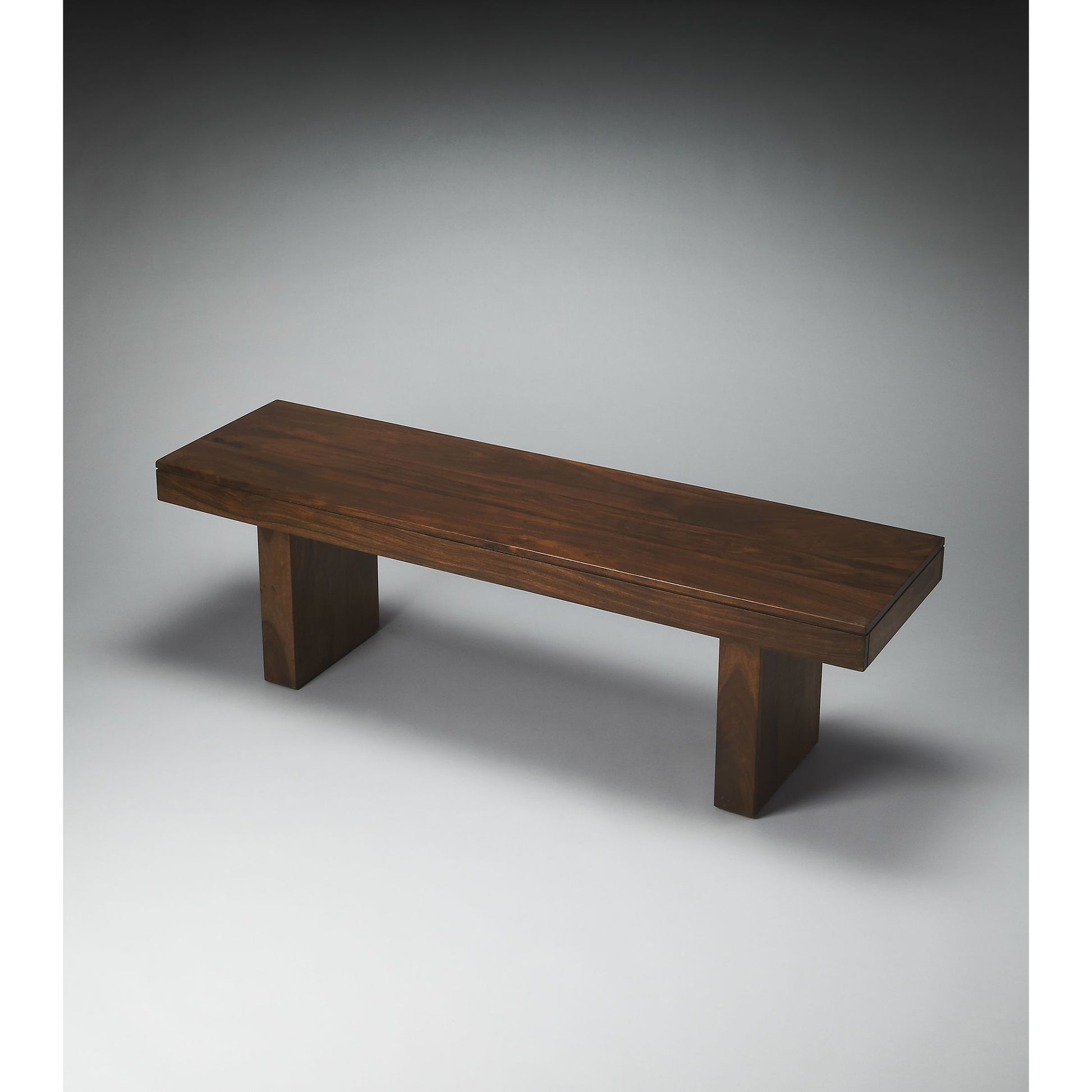Hewett Solid Wood Bench by Butler Specialty Company in dark brown and butler loft. Made from sheesham wood solids in a modern style.