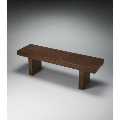 Hewett Solid Wood Bench by Butler Specialty Company in dark brown and butler loft. Made from sheesham wood solids in a modern style.