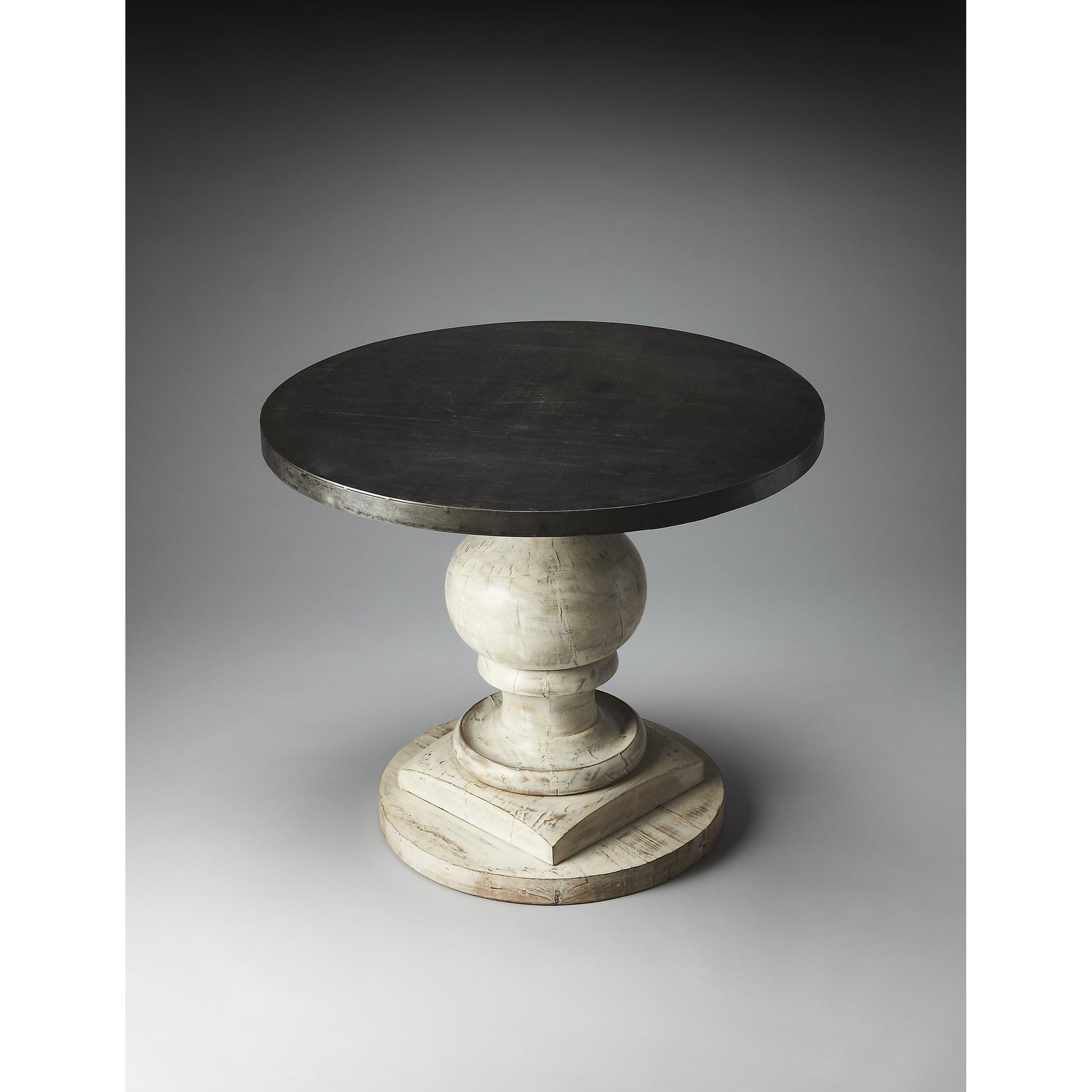 Iron & Wood Foyer Table by Butler Specialty Company in multi-color and artifacts. Made from mango wood solids, iron top in a traditional style.