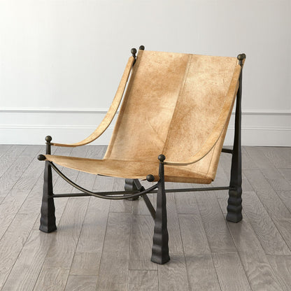 Cognac Chair by Global Views. Made from metal, cowhide in a rustic style.