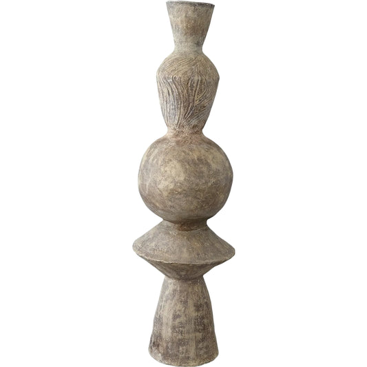 Honore Totem by Global Views in greige. Made from mdf, paper mache in a eclectic & global style.