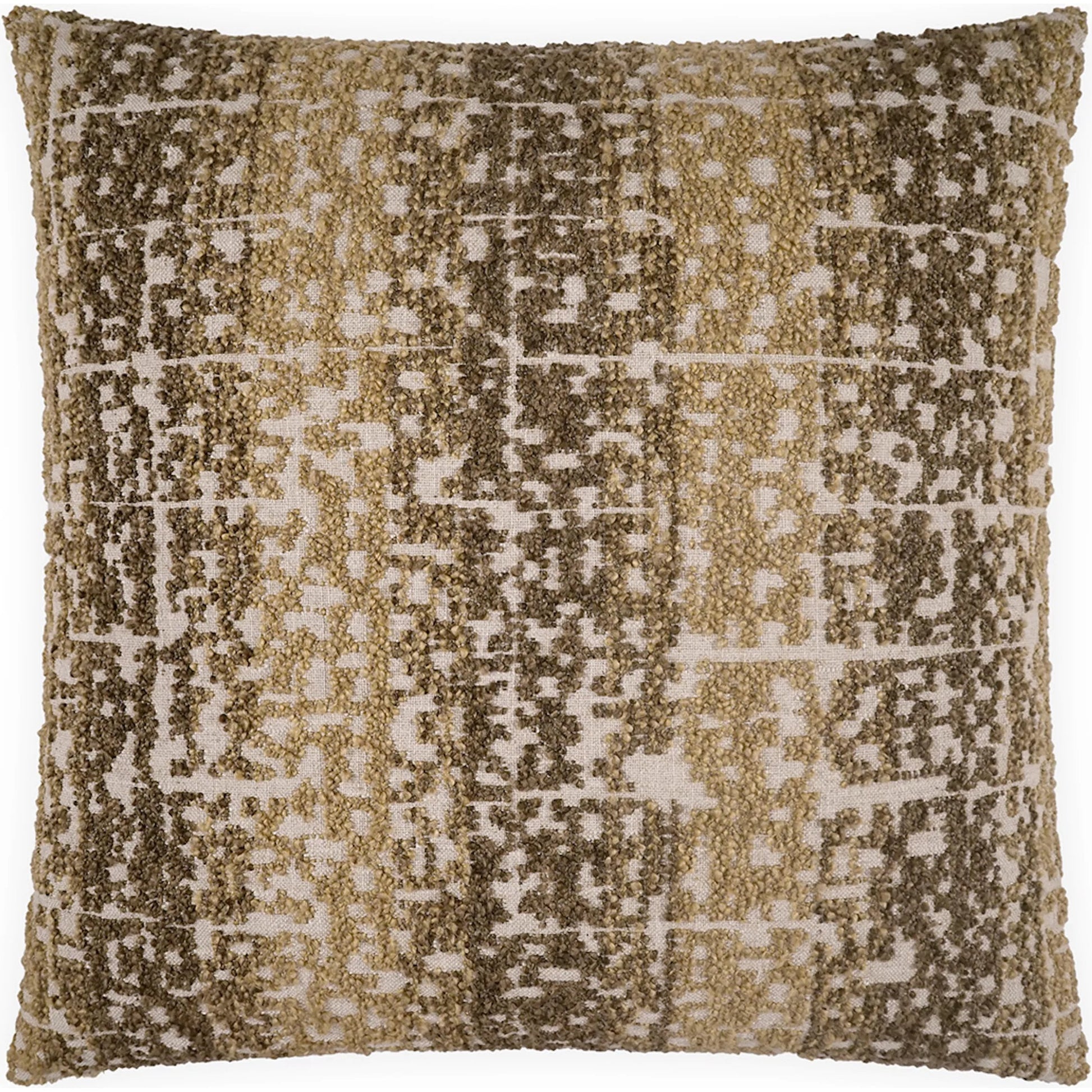Kakura Pillow by DV Kap Home in mocha. Made from 38% viscose, 33% acrylic, 9% cotton, 9% linen, 13% polyester in a transitional style.