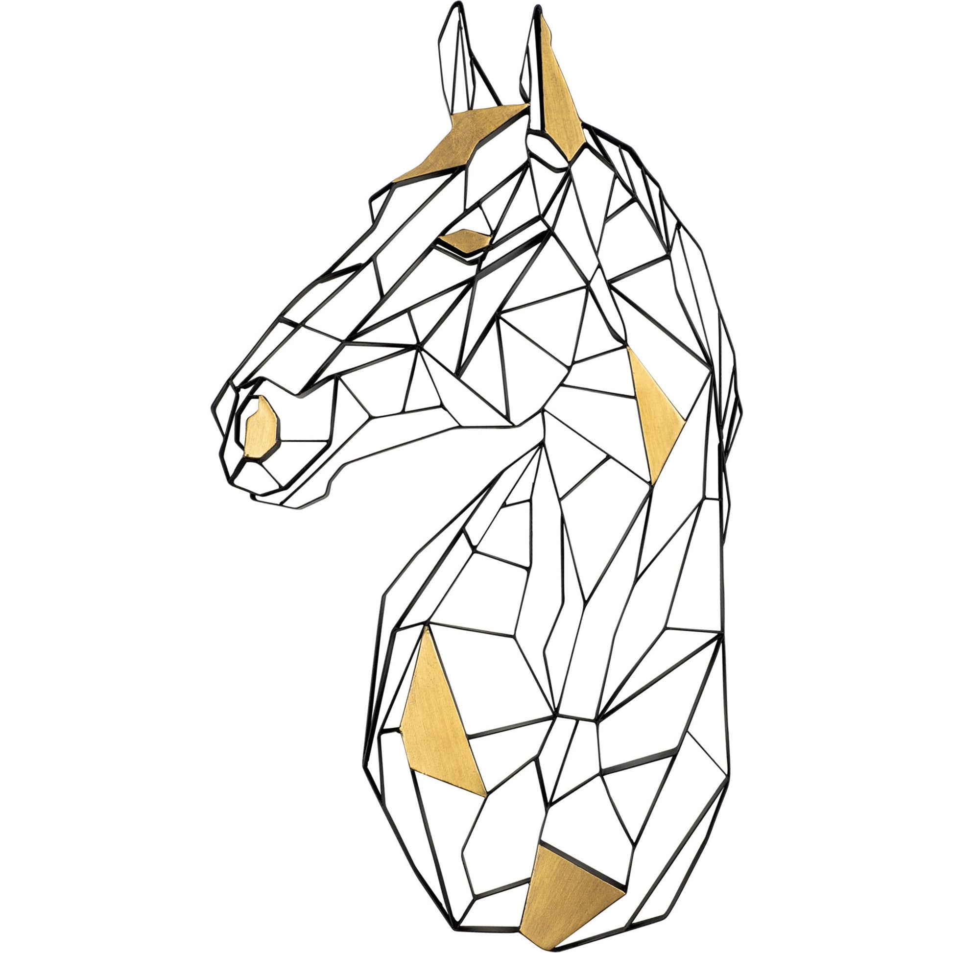 Geometric Animal Kingdom Horse Wall Art by Varaluz in matte black/antique gold leaf. Made from unique in a modern style.