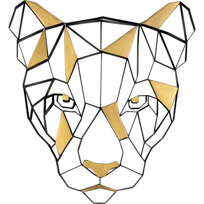 Geometric Animal Kingdom Lion Wall Art by Varaluz in matte black/antique gold leaf. Made from unique in a modern style.
