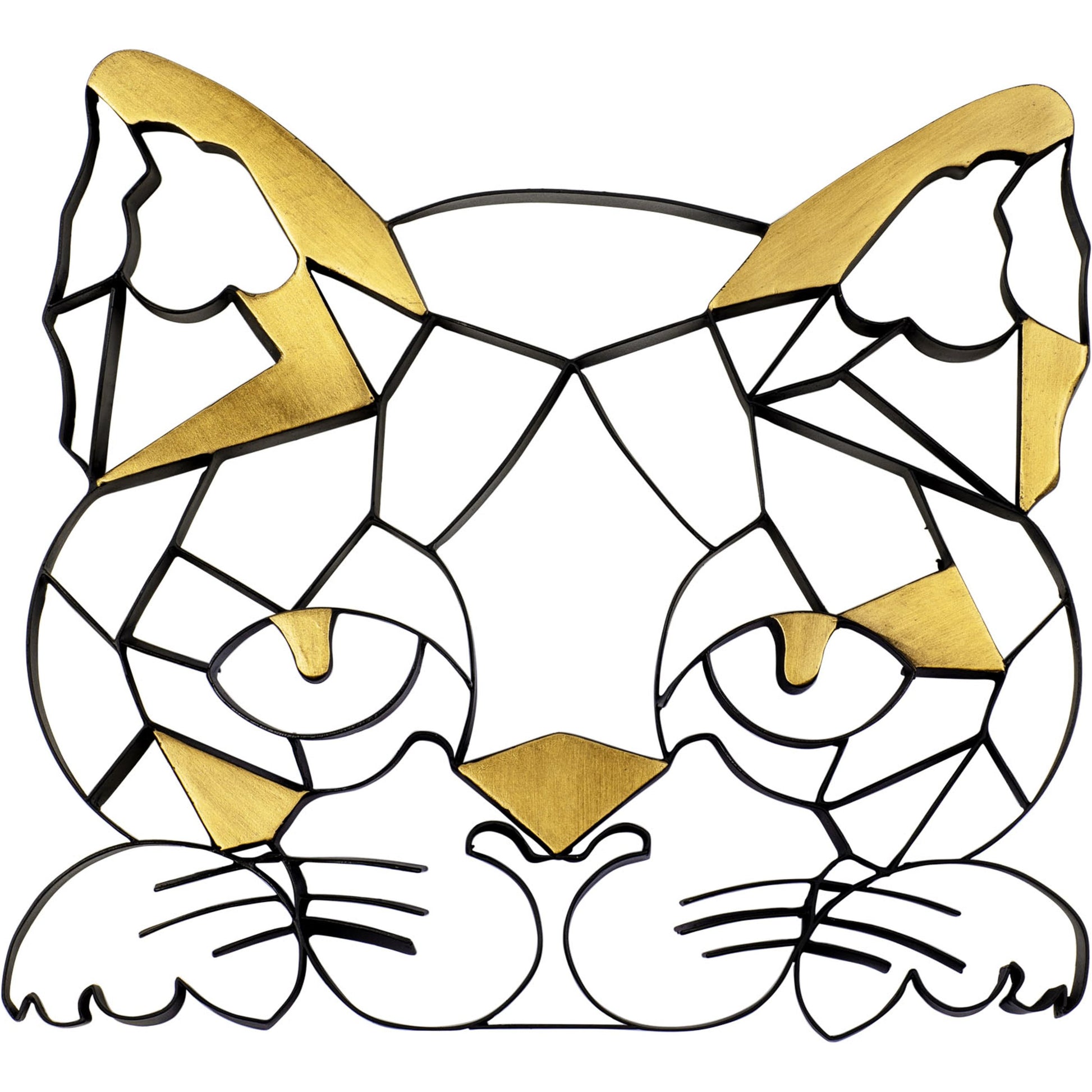 Geometric Animal Kingdom Sand Cat Wall Art by Varaluz in matte black/antique gold leaf. Made from unique in a modern style.